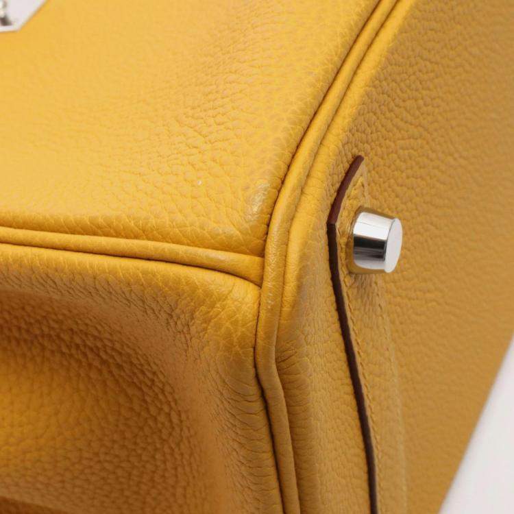 Pre Owned Hermes Birkin 30 Yellow Tone Togo Leather Tote Bag