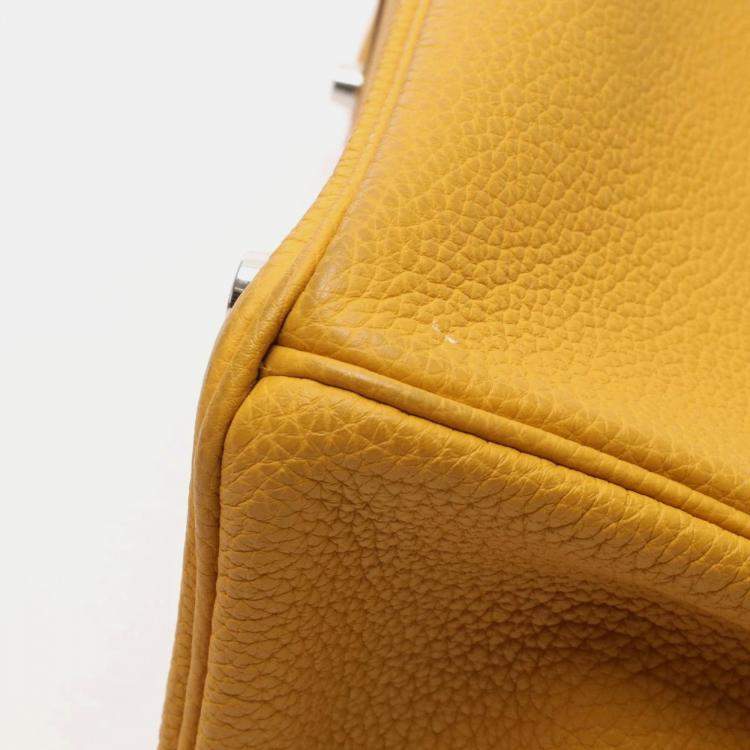 Pre Owned Hermes Birkin 30 Yellow Tone Togo Leather Tote Bag