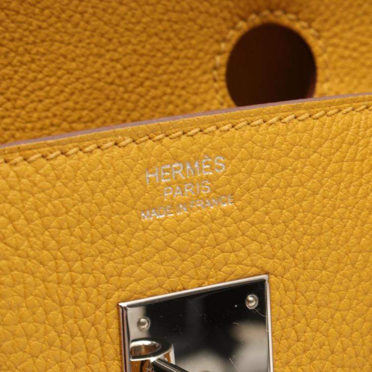 Pre Owned Hermes Birkin 30 Yellow Tone Togo Leather Tote Bag
