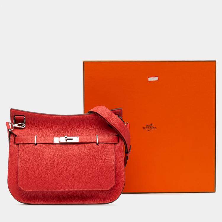 Pre Owned Hermes Red Clemence Jypsiere 28