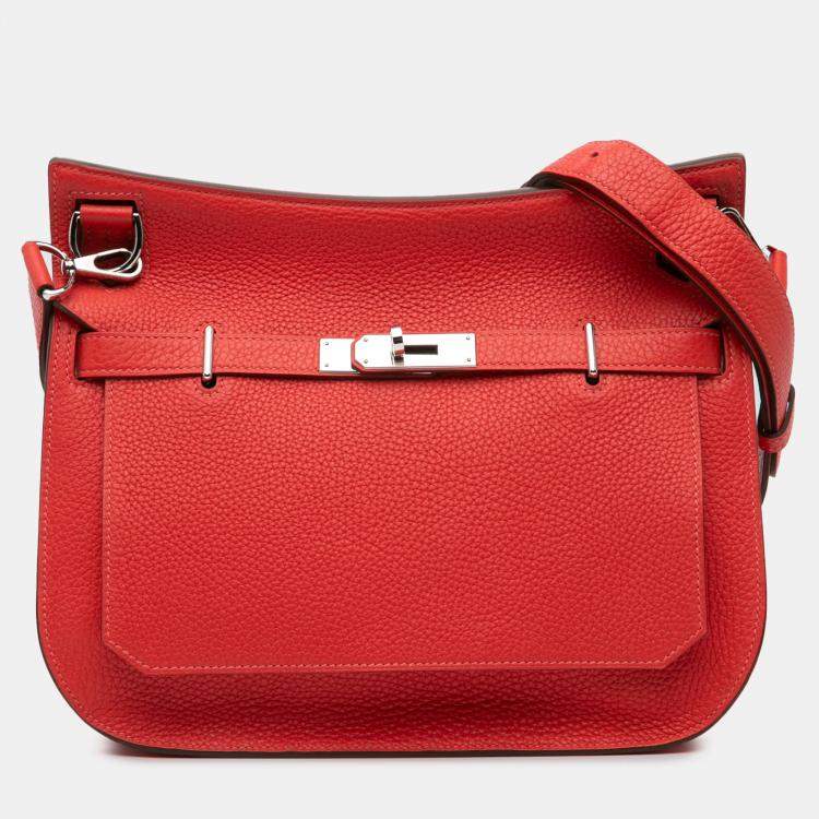 Pre Owned Hermes Red Clemence Jypsiere 28