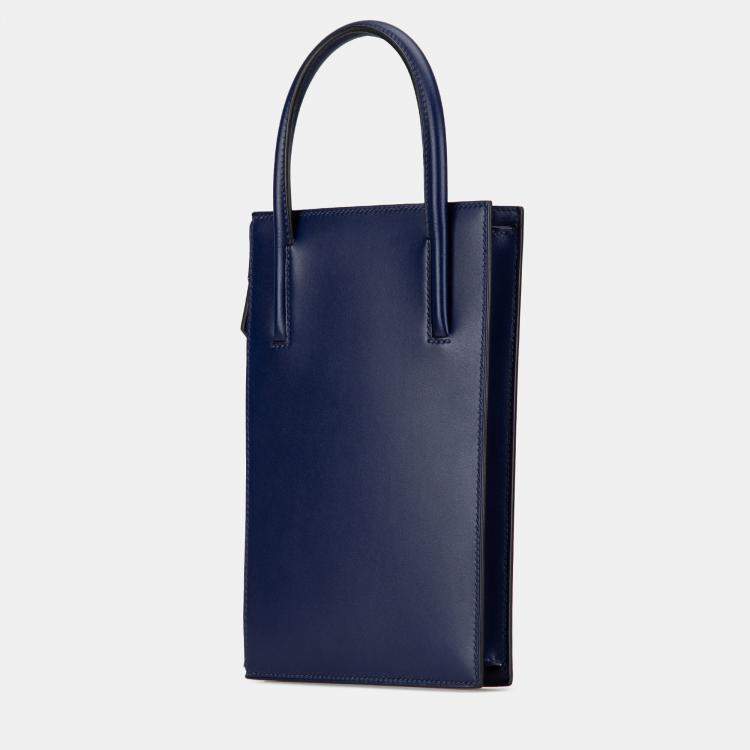 Pre Owned Hermes Blue Tadelakt Kelly Cadena Handbag