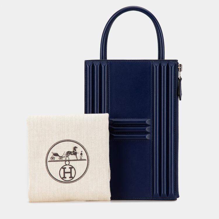 Pre Owned Hermes Blue Tadelakt Kelly Cadena Handbag