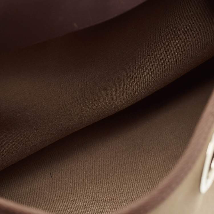 Pre Owned Hermès Herbag 31 Khaki/Brown Canvas and Leather Bag