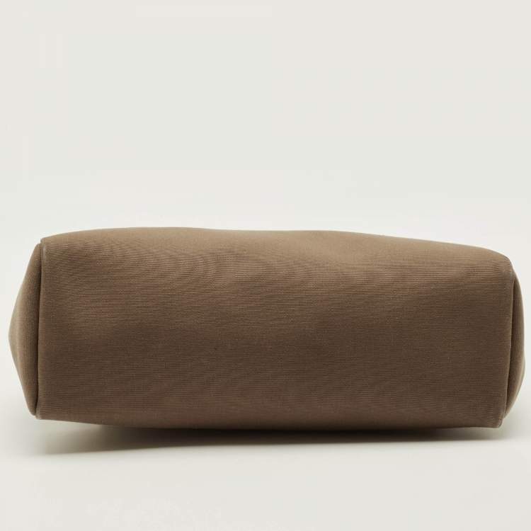 Pre Owned Hermès Herbag 31 Khaki/Brown Canvas and Leather Bag
