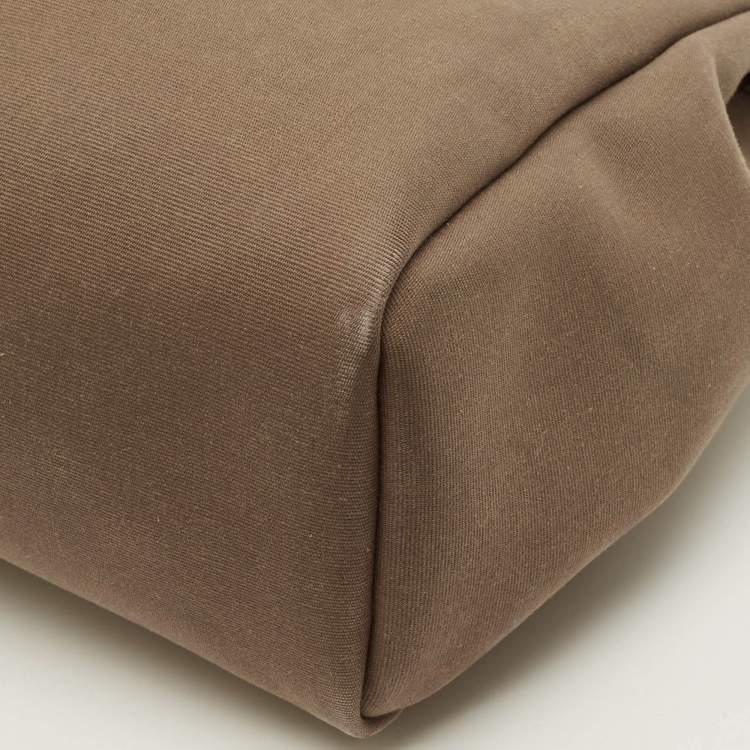 Pre Owned Hermès Herbag 31 Khaki/Brown Canvas and Leather Bag