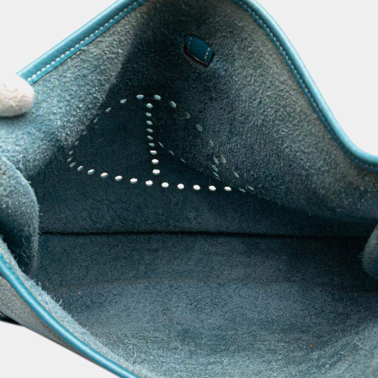 Pre Owned Hermes Blue Clemence Evelyne II GM
