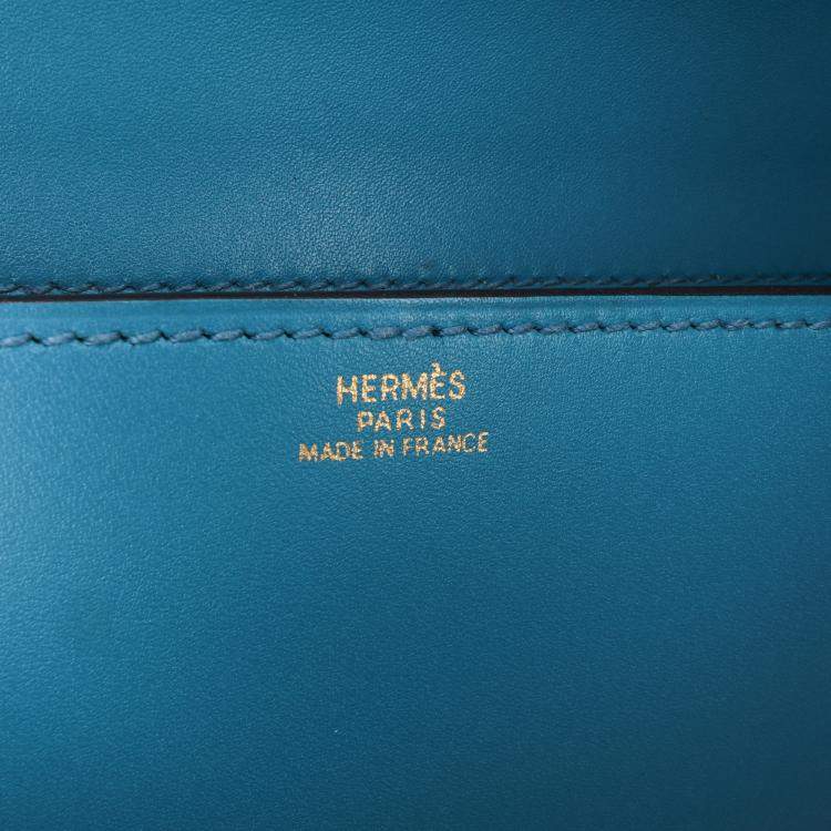 Pre Owned Hermes Blue Tadelakt Medor Clutch 23