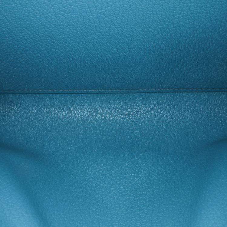 Pre Owned Hermes Blue Tadelakt Medor Clutch 23