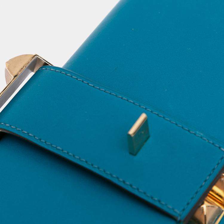 Pre Owned Hermes Blue Tadelakt Medor Clutch 23