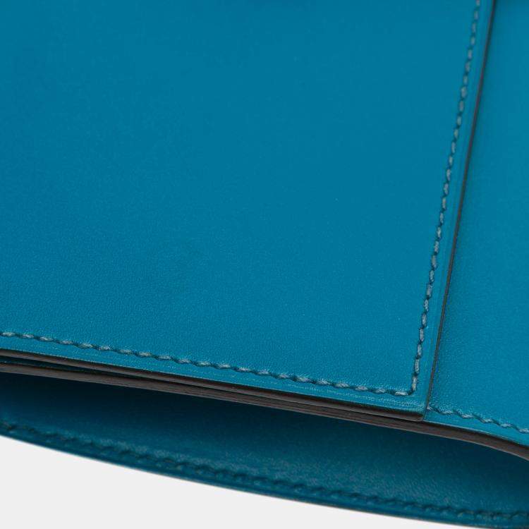 Pre Owned Hermes Blue Tadelakt Medor Clutch 23