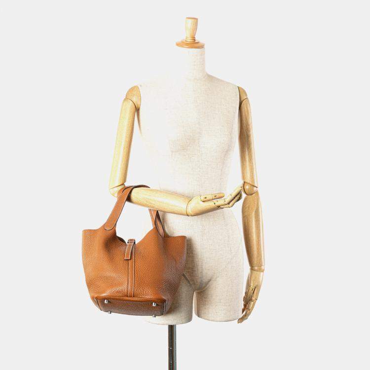 Pre Owned Hermes Brown Clemence Picotin 22