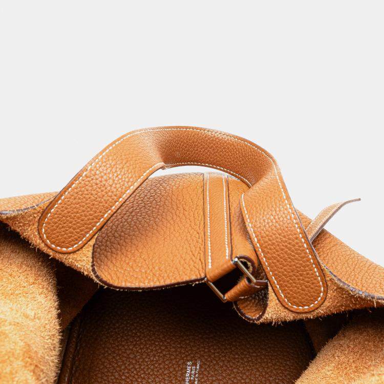 Pre Owned Hermes Brown Clemence Picotin 22