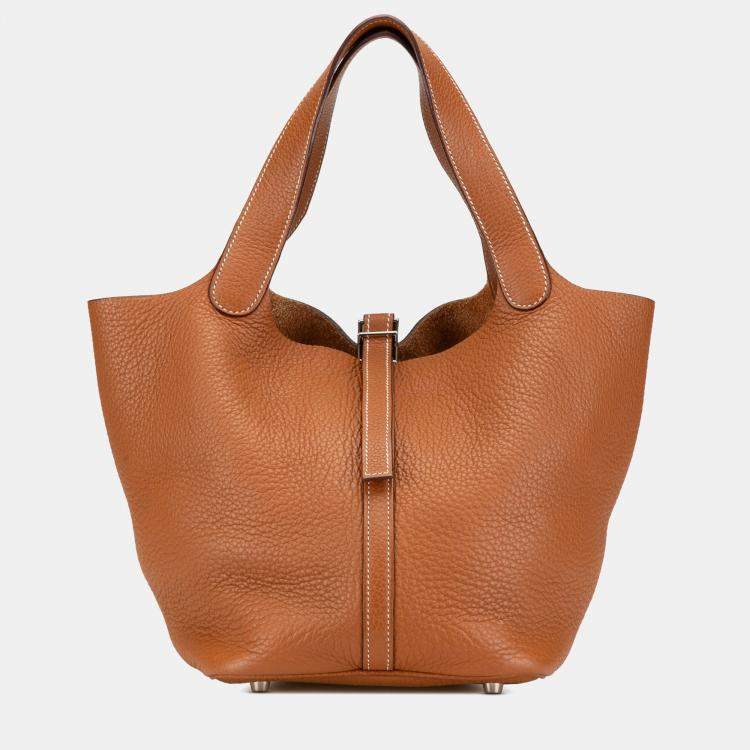 Pre Owned Hermes Brown Clemence Picotin 22
