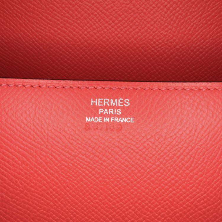 Pre Owned Hermes Red Epsom Cherche Midi Clutch 22