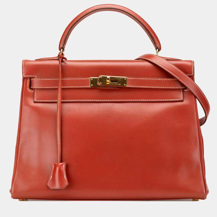 Pre Owned Hermes Red Box Calf Kelly Retourne 32