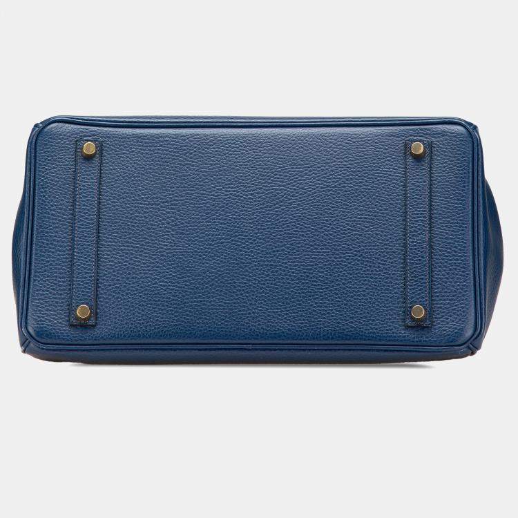 Pre Owned Hermes Blue Togo Birkin Retourne 35