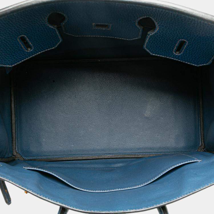 Pre Owned Hermes Blue Togo Birkin Retourne 35