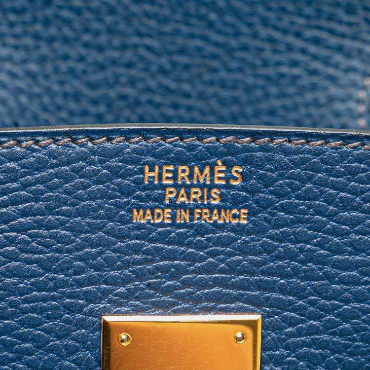 Pre Owned Hermes Blue Togo Birkin Retourne 35