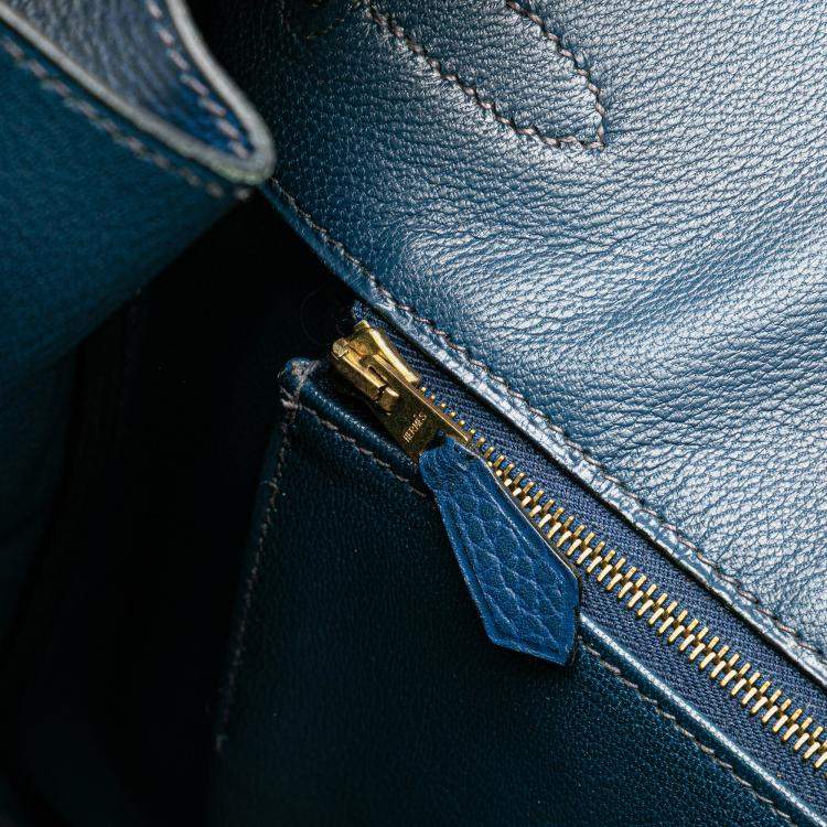 Pre Owned Hermes Blue Togo Birkin Retourne 35