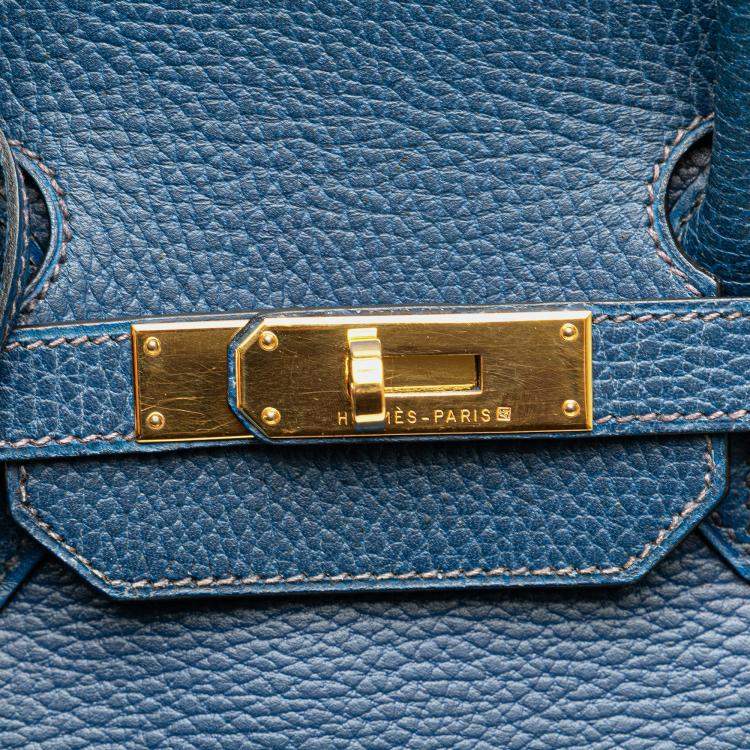 Pre Owned Hermes Blue Togo Birkin Retourne 35