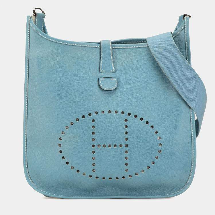 Pre Owned Hermes Blue Clemence Evelyne II PM