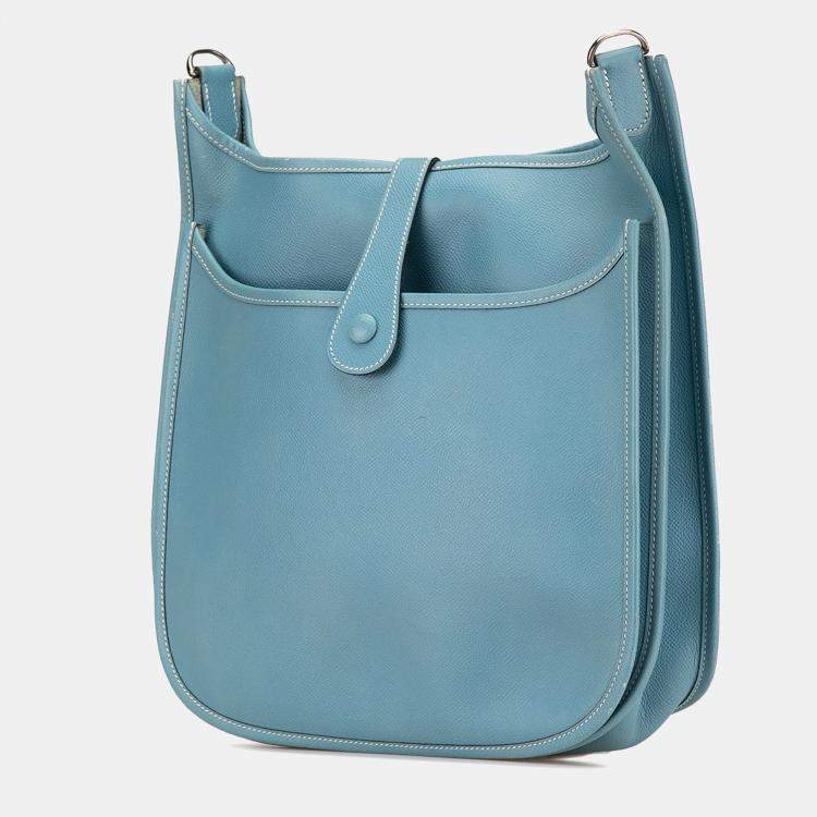 Pre Owned Hermes Blue Clemence Evelyne II PM