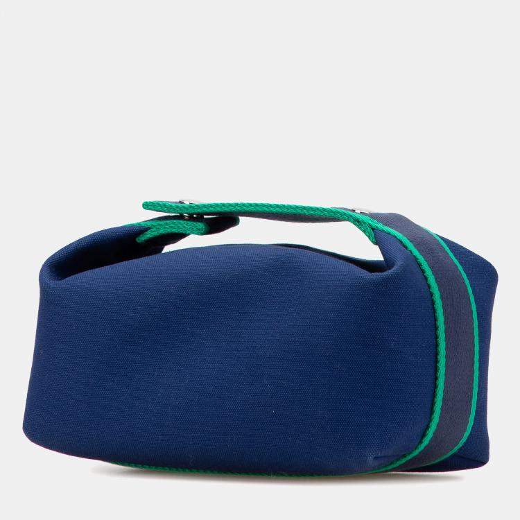 Pre Owned Hermes Blue Green Small Toile Bride A Brac Case