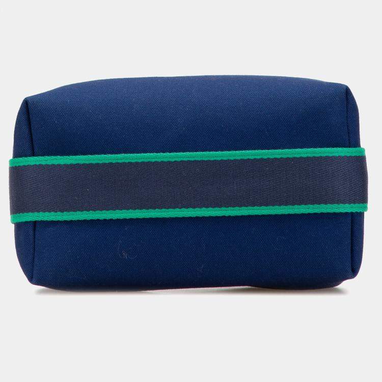 Pre Owned Hermes Blue Green Small Toile Bride A Brac Case