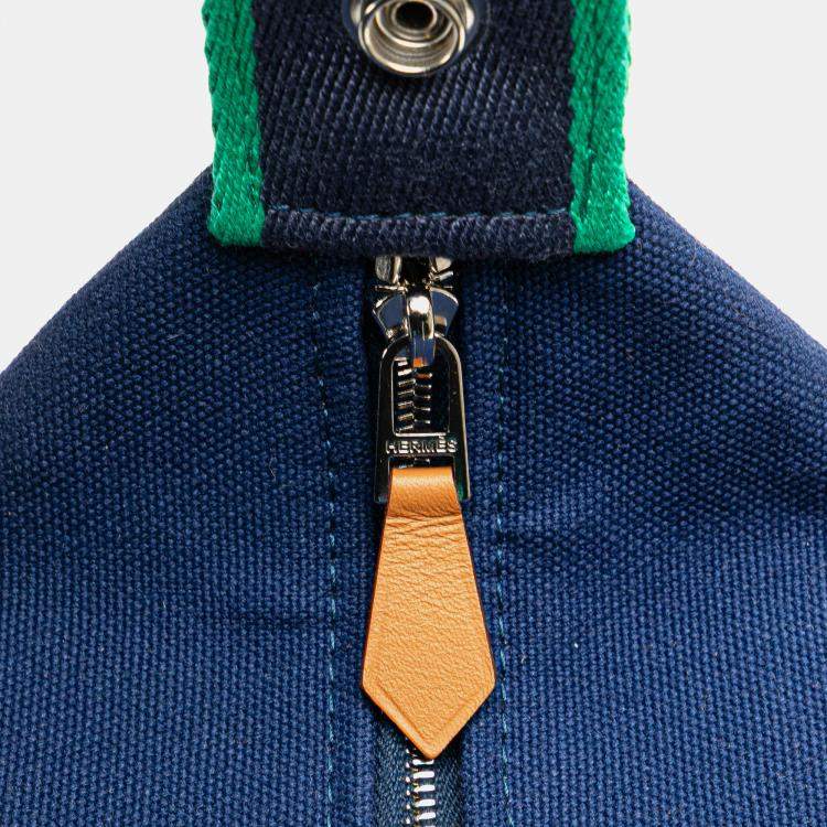 Pre Owned Hermes Blue Green Small Toile Bride A Brac Case