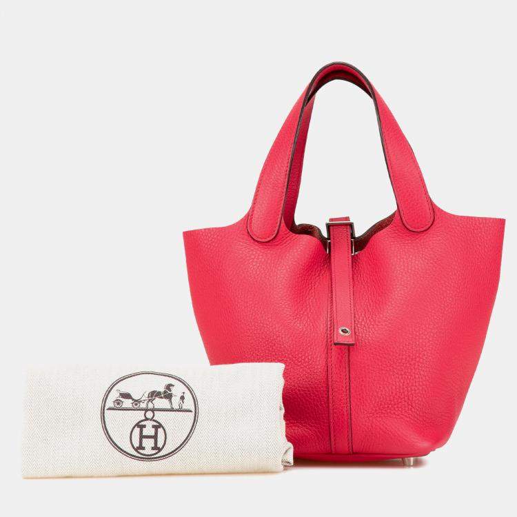 Pre Owned Hermes Pink Clemence Picotin Lock 18