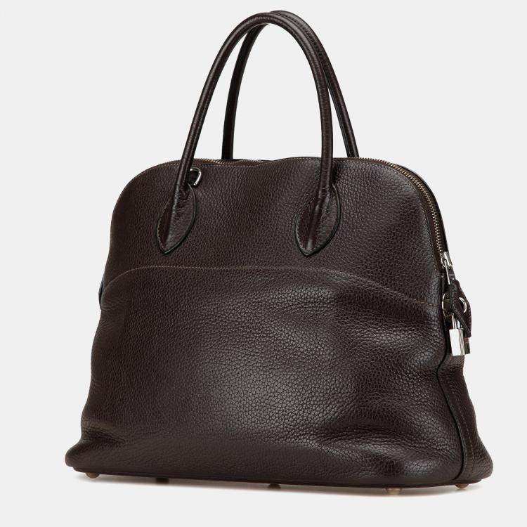 Pre Owned Hermes Brown Clemence Bolide 35