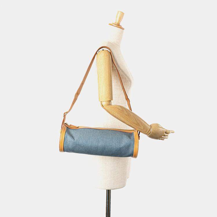 Pre Owned Hermes Blue Brown Denim and Calfskin Sac Doremi 33