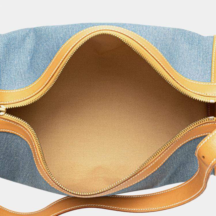 Pre Owned Hermes Blue Brown Denim and Calfskin Sac Doremi 33