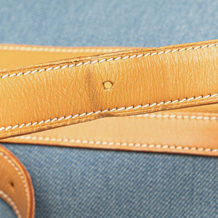 Pre Owned Hermes Blue Brown Denim and Calfskin Sac Doremi 33