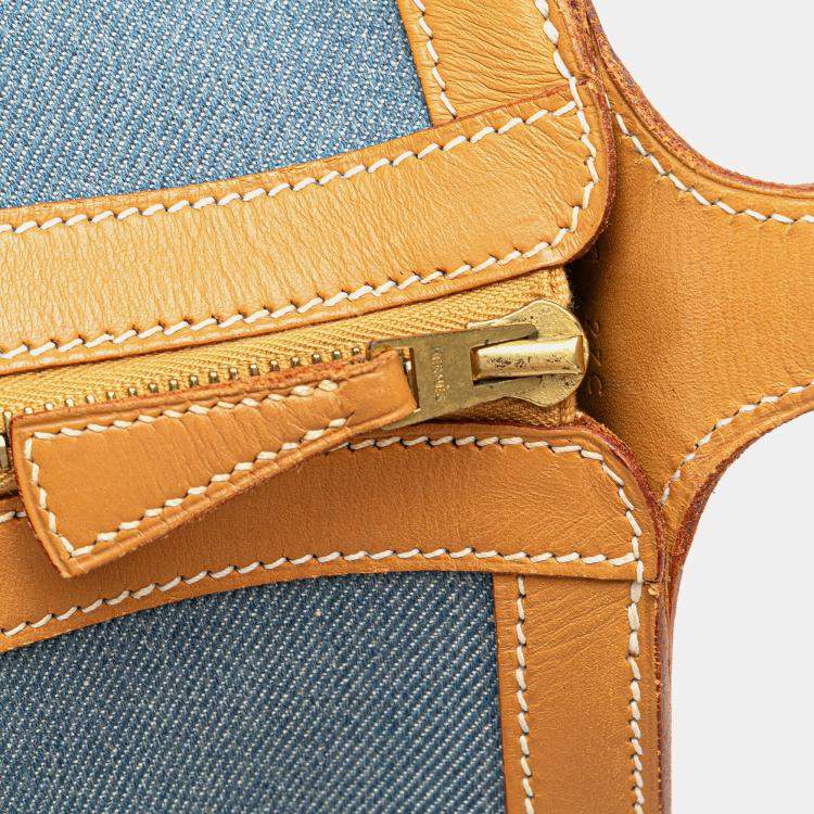 Pre Owned Hermes Blue Brown Denim and Calfskin Sac Doremi 33