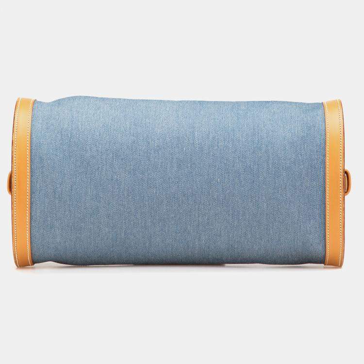 Pre Owned Hermes Blue Brown Denim and Calfskin Sac Doremi 33