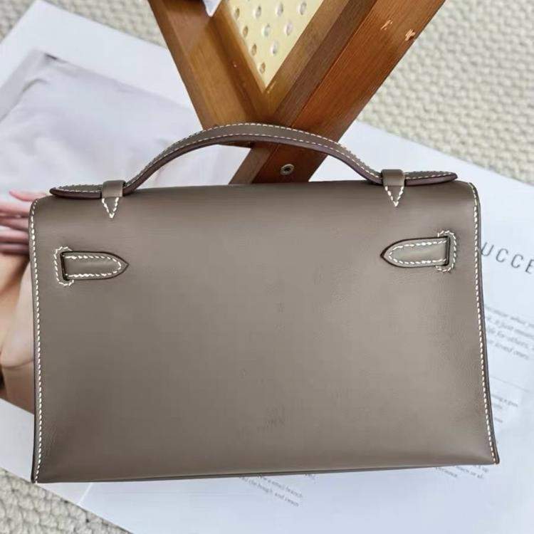 Pre Owned Hermes Mini Kelly I Swift Etoupe with palladium hardware