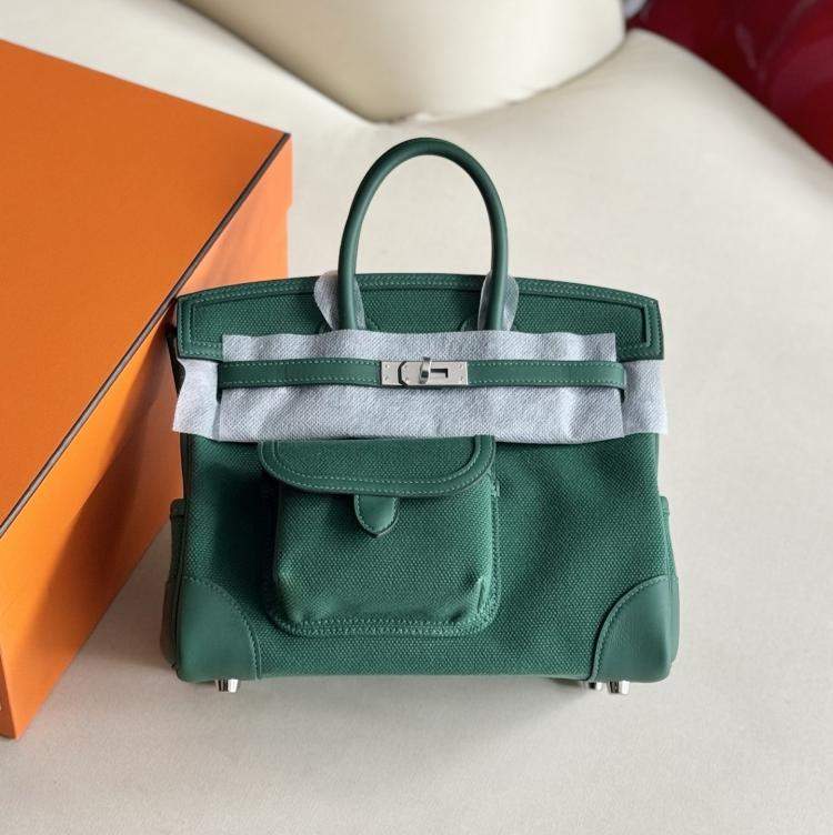 Pre Owned Hermes Birkin 25 Cargo Vert Jade with Palladium Hardware