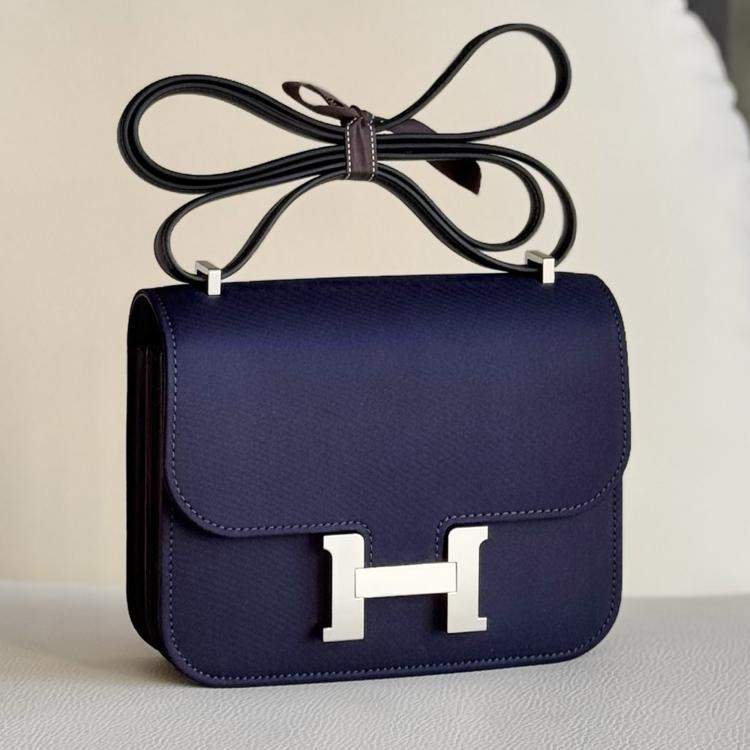Pre Owned Hermes Constance 19 Silk Deep Sea Blue / Midnight Blue