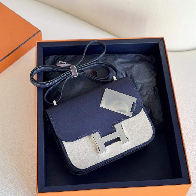 Pre Owned Hermes Constance 19 Silk Deep Sea Blue / Midnight Blue