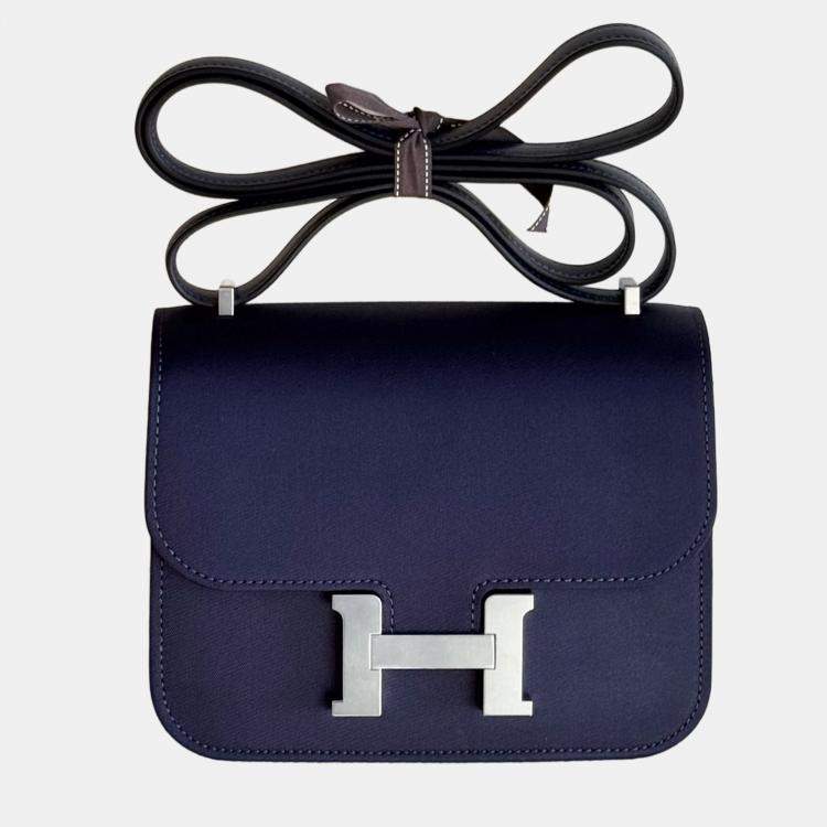 Pre Owned Hermes Constance 19 Silk Deep Sea Blue / Midnight Blue