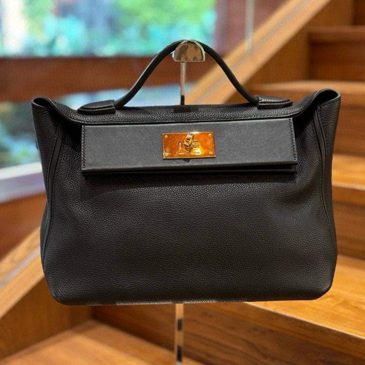 Pre Owned Hermes 24/24 Small Black with Gold Hardware