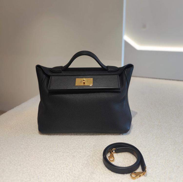 Pre Owned Hermes 24/24 Small Black with Gold Hardware