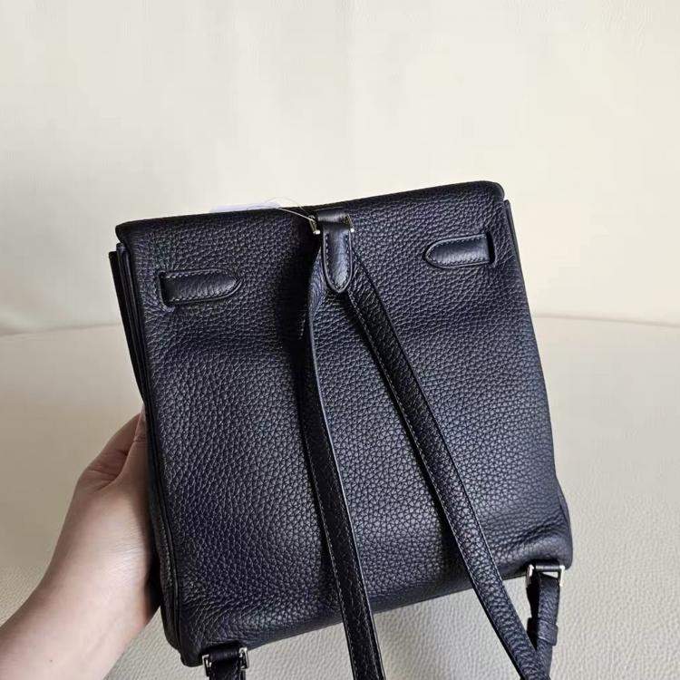 Pre Owned Hermes Kelly Ado Backpack Deep Blue with Palladium Hardware