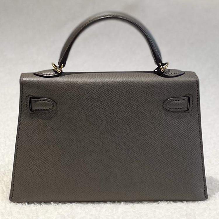 Pre Owned Hermes Mini Kelly II Epsom Etain with gold hardware