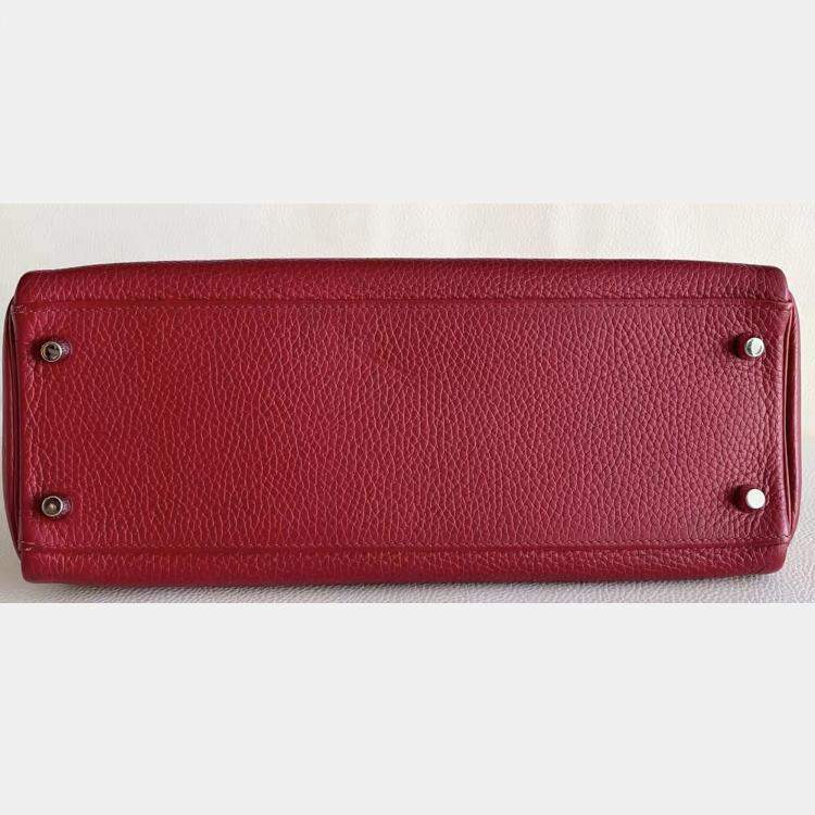 Pre Owned Hermes Kelly 32 red Togo with palladium hardware