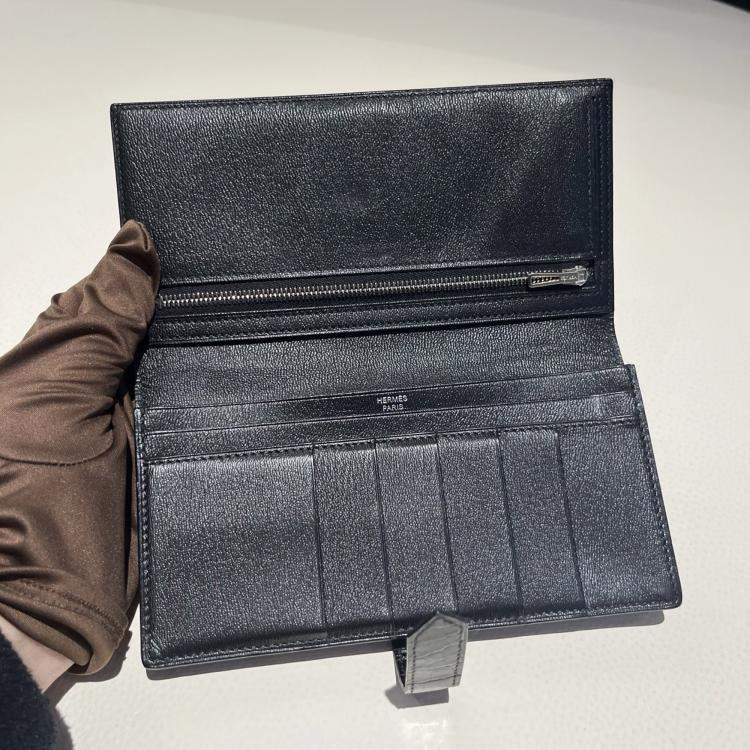 مملوكة مسبقًا Hermes H wallet black crocodile with palladium hardware
