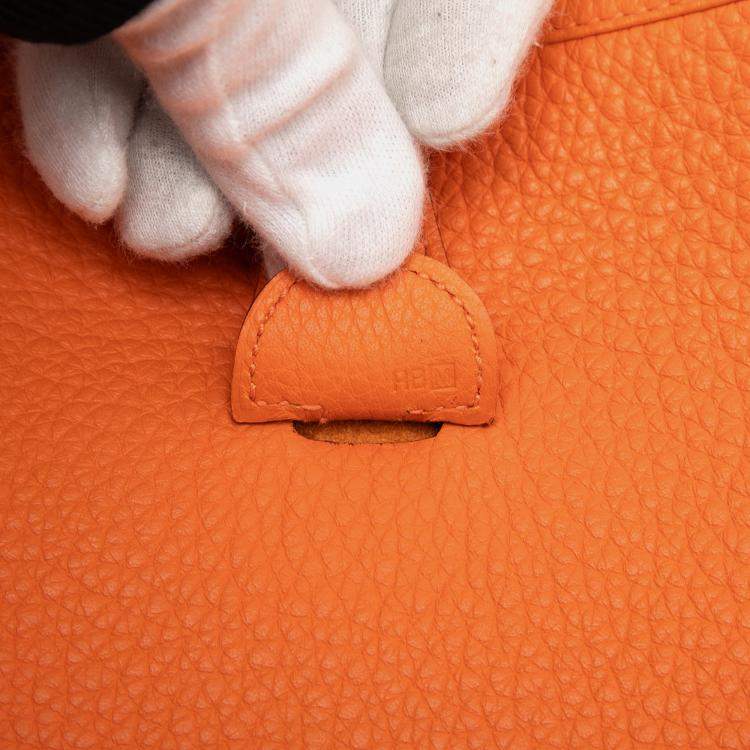 Pre Owned Hermes Orange Clemence Evelyne III PM