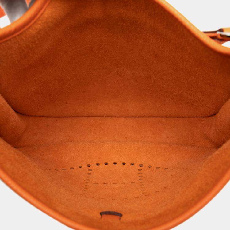 Pre Owned Hermes Orange Clemence Evelyne III PM